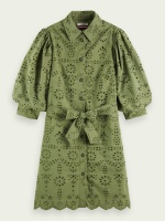 Scotch & Soda Klänning Puff Sleeve Embroidered